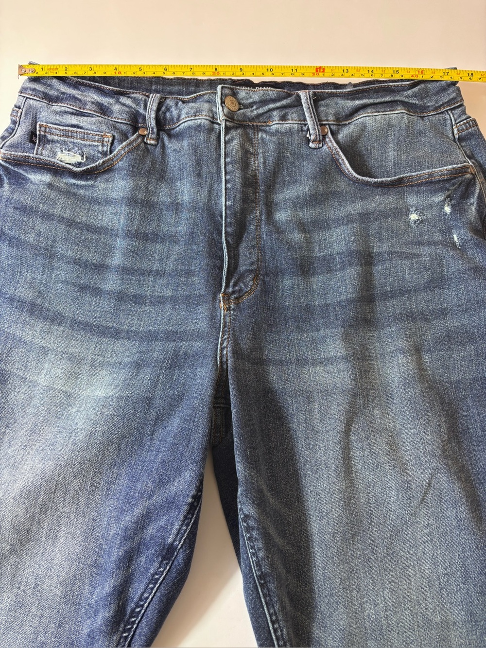 Judy Blue Skinny Fit Jeans Hi-Rise Stretchy Distressed Raw Hem Blue Denim Sz 20W - Picture 12 of 15